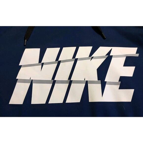 Men's Nike Hoodie Blue Pullover Swoosh Therma Dri Fit Sweatshirt Hoodie - Large - Picture 2 of 5